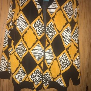 Pattern Plus Size Bomber Jacket